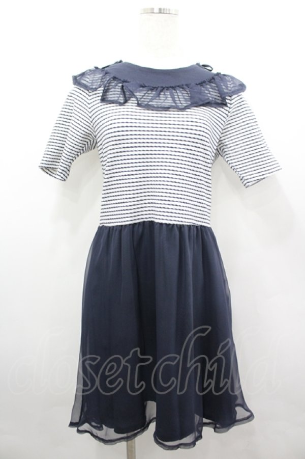 画像1: MILK / リリアンDRESS  ネイビーＸ白 I-26-04-06-048-ML-OP-SA-ZI (1)