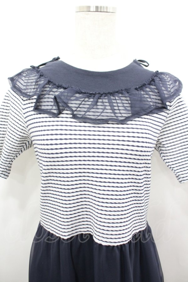 画像2: MILK / リリアンDRESS  ネイビーＸ白 I-26-04-06-048-ML-OP-SA-ZI (2)