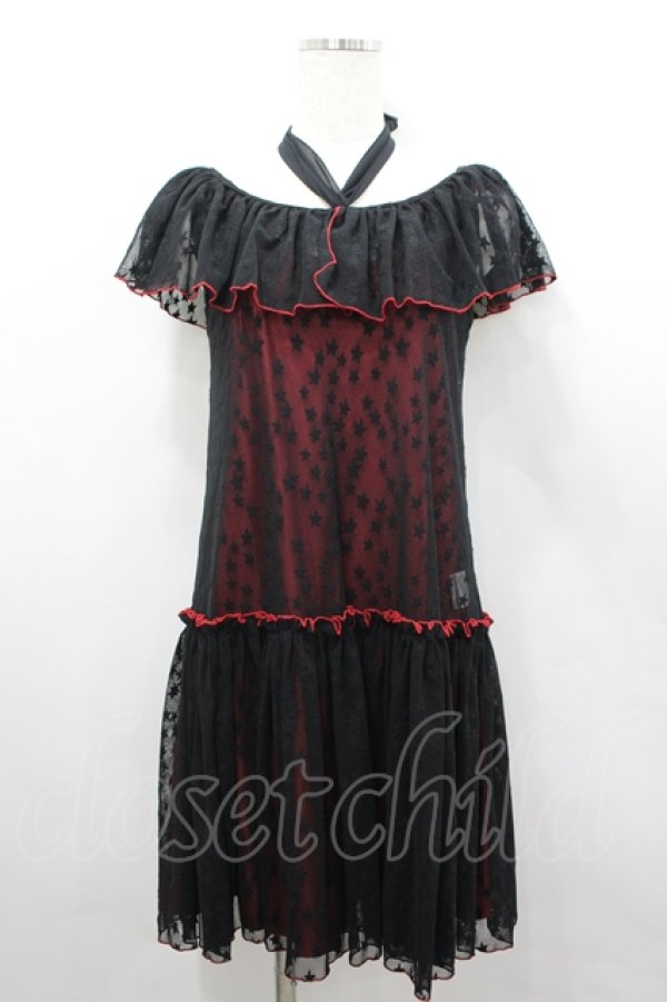 画像1: MILK / dreamy dress  黒Ｘ赤 I-26-04-06-049-ML-OP-SA-ZI (1)