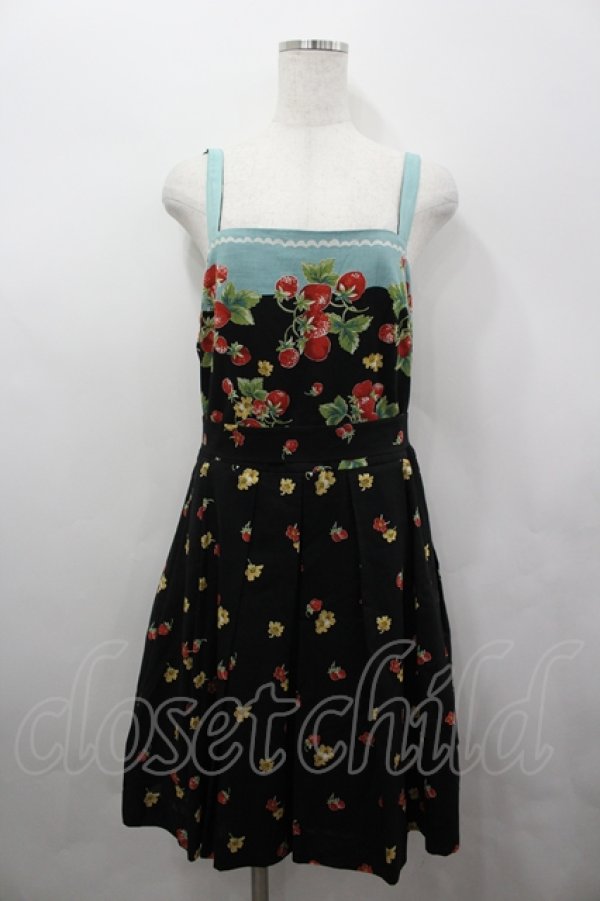 画像1: Jane Marple / ボーダーストロベリーサンドレス  黒 I-26-04-06-057-JM-OP-SA-ZI (1)