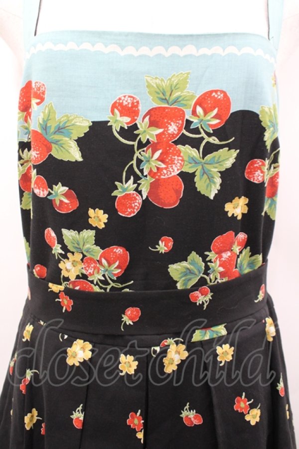 画像2: Jane Marple / ボーダーストロベリーサンドレス  黒 I-26-04-06-057-JM-OP-SA-ZI (2)