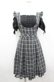 画像1: Secret Honey / チェックジャンスカドッキングデザインワンピース  黒Ｘ白チェック I-26-04-06-060-CA-OP-SA-ZI (1)