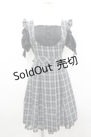 画像: Secret Honey / チェックジャンスカドッキングデザインワンピース  黒Ｘ白チェック I-26-04-06-060-CA-OP-SA-ZI