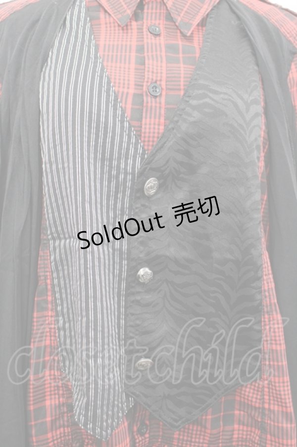 画像2: ALGONQUINS / ベスト重ね着風シャツワンピース  レッド I-26-04-06-061-AL-OP-SA-ZI (2)