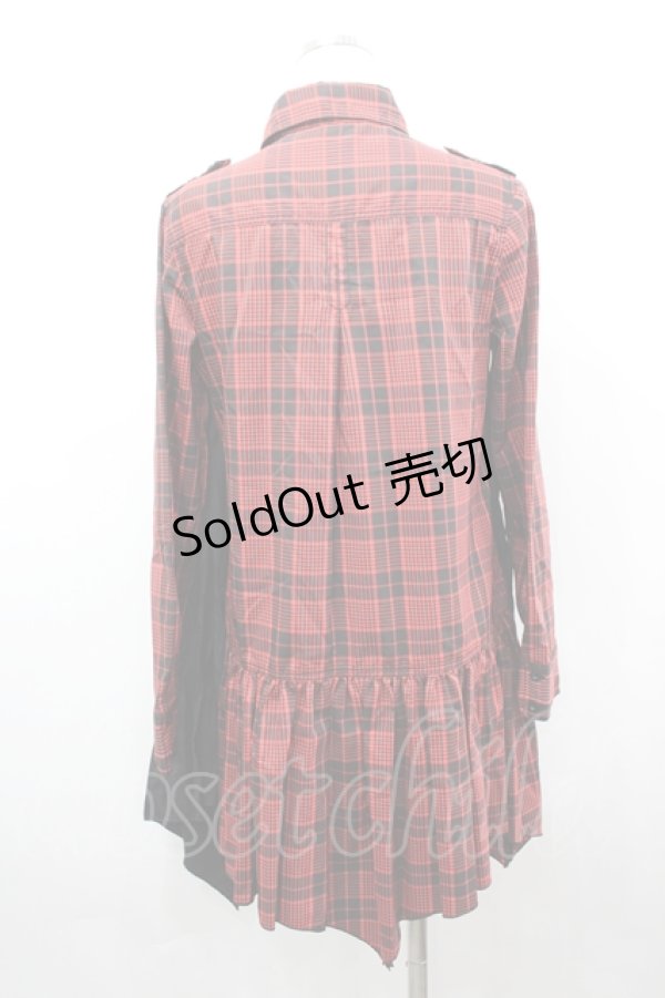 画像4: ALGONQUINS / ベスト重ね着風シャツワンピース  レッド I-26-04-06-061-AL-OP-SA-ZI (4)