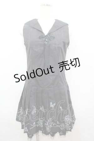 画像: h.naoto Blood / セーラー襟ノースリーブミニワンピース  ブラック I-26-04-06-062-HN-OP-SA-ZI
