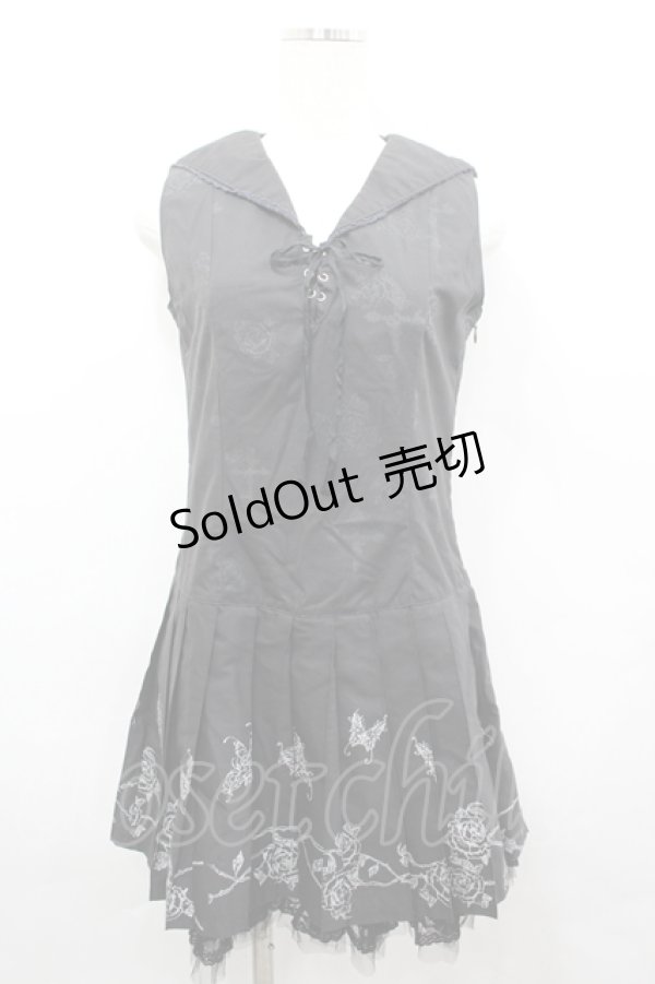 画像1: h.naoto Blood / セーラー襟ノースリーブミニワンピース  ブラック I-26-04-06-062-HN-OP-SA-ZI (1)