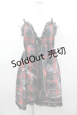 画像: h.NAOTO / チェック前開きキャミソールワンピース  グリーン×レッド I-26-04-06-064-0-OP-SA-ZI