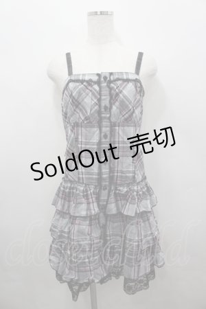 画像: ALGONQUINS / チェック前開きキャミソールワンピース  グレー×ピンク I-26-04-06-065-AL-OP-SA-ZI