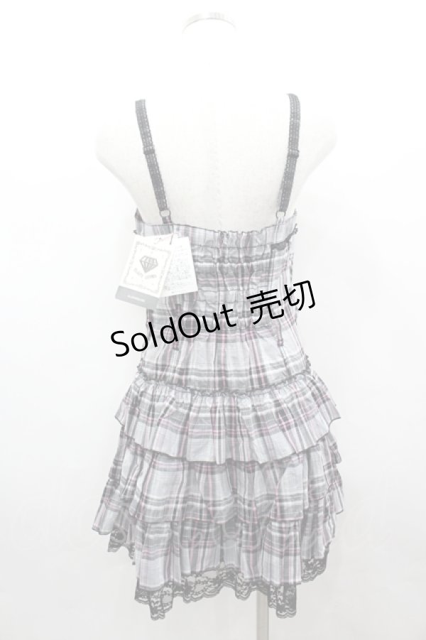 画像3: ALGONQUINS / チェック前開きキャミソールワンピース  グレー×ピンク I-26-04-06-065-AL-OP-SA-ZI (3)