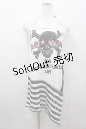 画像: ALGONQUINS / スカルptボーダー切替キャミソールワンピース  ホワイト I-26-04-06-066-AL-SK-SA-ZI