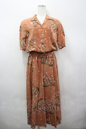 画像: INGEBORG / 帆船柄開襟ワンピース  オレンジブラウン I-26-04-06-070-LO-OP-TE-ZI