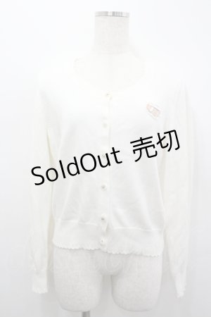 画像: Secret Honey / スターボタン&ハートワッペンニットカーディガン  白 I-26-04-06-008-CA-TO-SA-ZI
