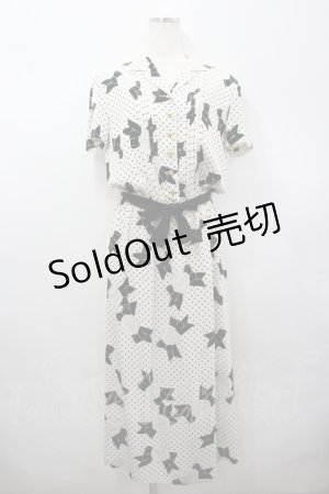 画像: INGEBORG / カメリアドット開襟ワンピース  オフ×黒 I-26-04-06-071-LO-OP-TE-ZI