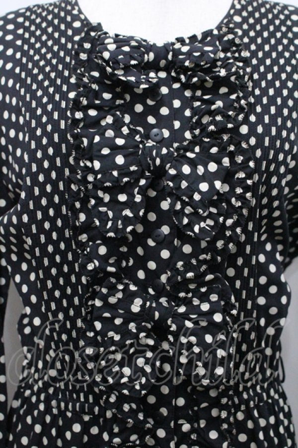 画像2: INGEBORG / ドットリボン長袖ワンピース  黒×白 I-26-04-06-073-LO-OP-TE-ZI (2)