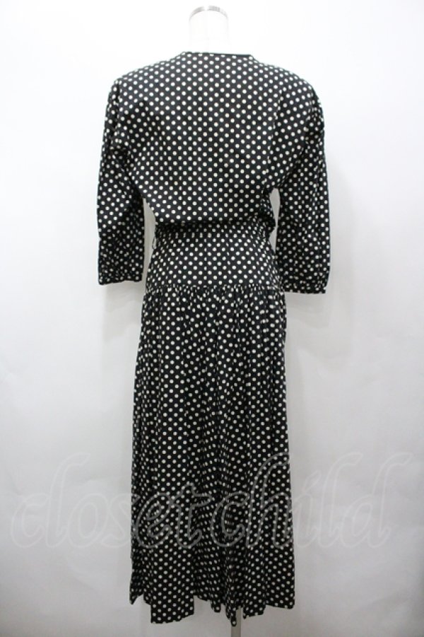 画像4: INGEBORG / ドットリボン長袖ワンピース  黒×白 I-26-04-06-073-LO-OP-TE-ZI (4)