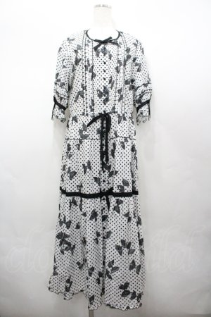 画像: PINK HOUSE / 水玉りぼんプリントワンピース  白Ｘ黒 I-26-04-06-074-LO-OP-SA-ZI