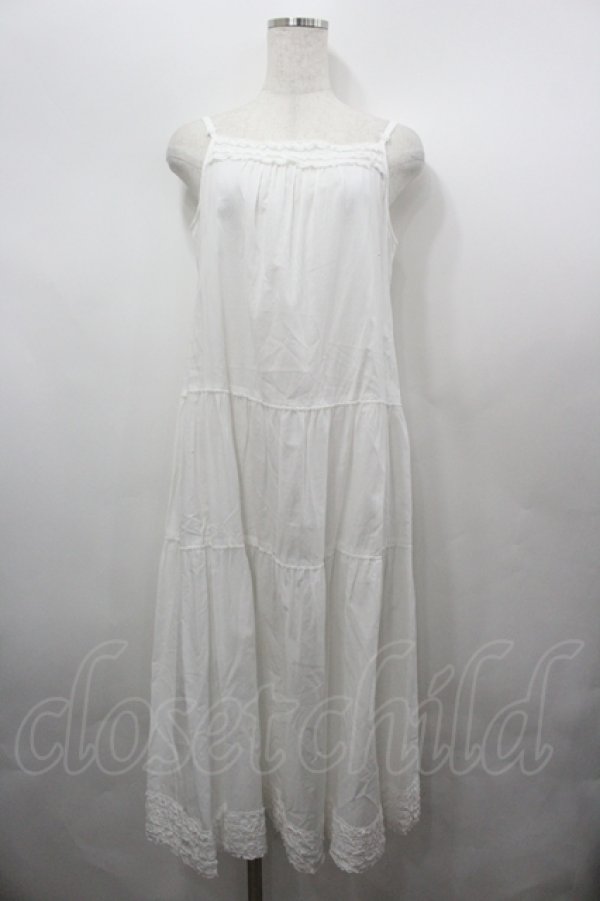 画像1: PINK HOUSE / 裾ピコフリルロングキャミワンピース  白 I-26-04-06-075-LO-OP-SA-ZI (1)
