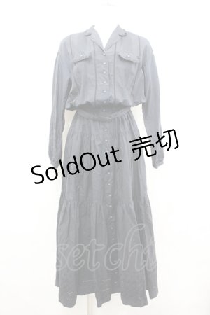 画像: PINK HOUSE / カットワーク開襟長袖ワンピース  黒 I-26-04-06-077-LO-OP-TE-ZI