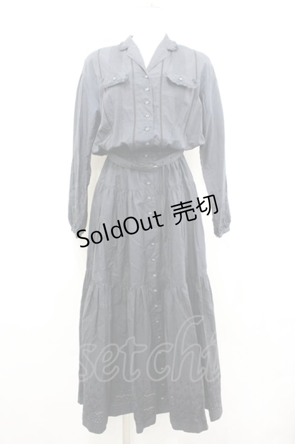 画像1: PINK HOUSE / カットワーク開襟長袖ワンピース  黒 I-26-04-06-077-LO-OP-TE-ZI (1)