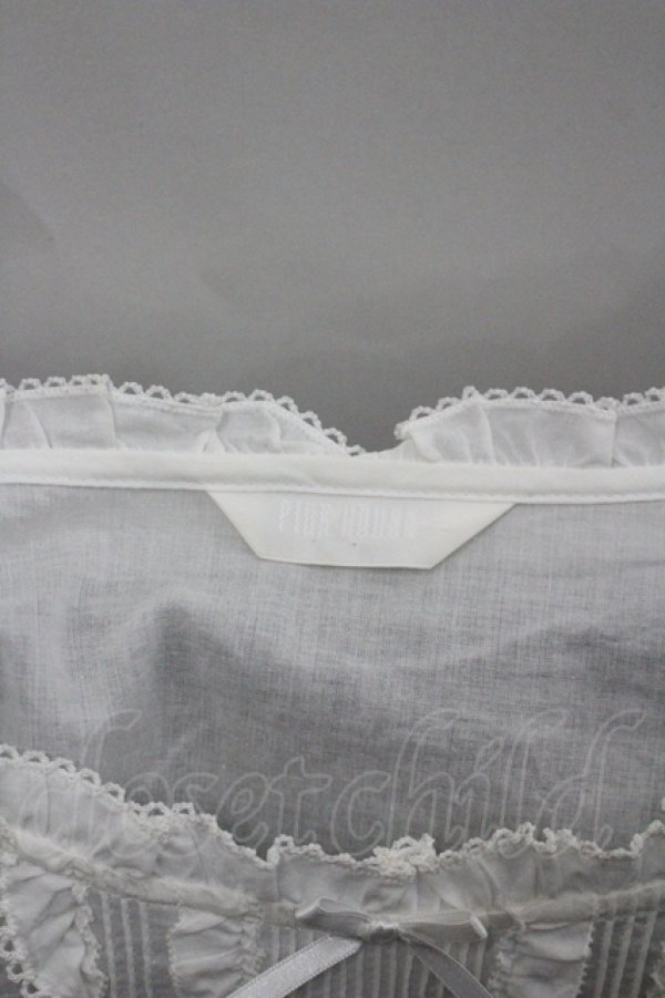 画像5: PINK HOUSE / ピンタックフリル半袖ワンピース  白 I-26-04-06-079-LO-OP-SA-ZI (5)