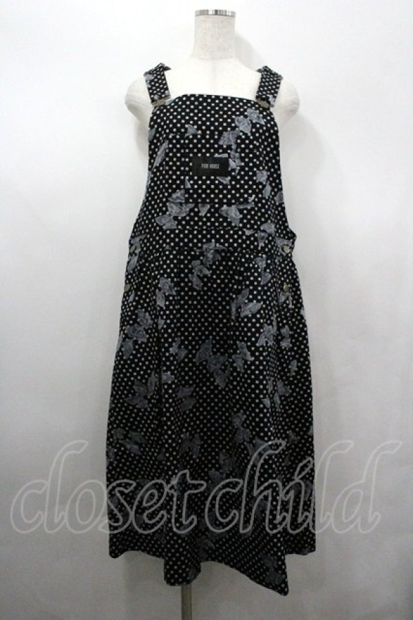 画像1: PINK HOUSE / 水玉リボンジャンパースカート  黒 I-26-04-06-080-LO-OP-SA-ZI (1)