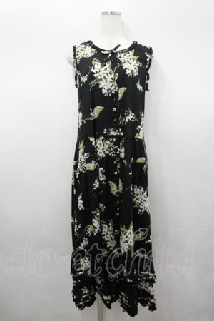 画像: PINK HOUSE / すずらんプリントノースリーブワンピース  黒 I-26-04-06-084-LO-OP-SA-ZI