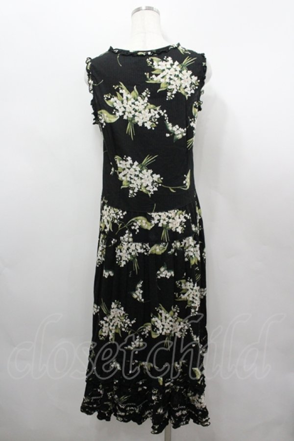 画像3: PINK HOUSE / すずらんプリントノースリーブワンピース  黒 I-26-04-06-084-LO-OP-SA-ZI (3)