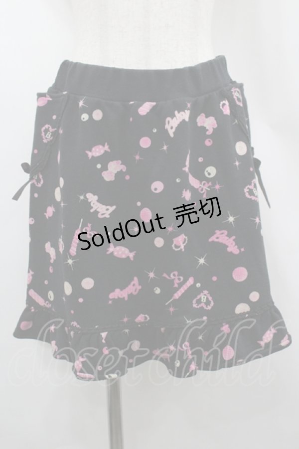 画像1: BABY,THE STARS SHINE BRIGHT / キャンディプリントスカート  黒Ｘピンク I-26-04-06-085-BA-SK-SA-ZI (1)