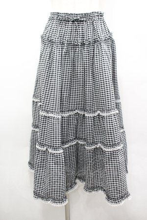 画像: PINK HOUSE / ドビーギンガムスカート  黒Ｘ白チェック I-26-04-06-089-LO-SK-SA-ZI