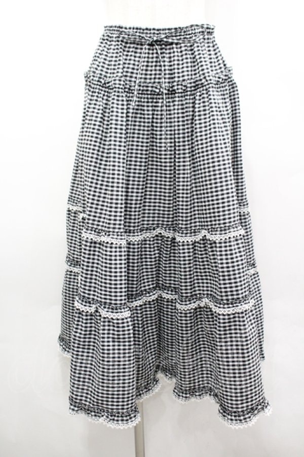 画像1: PINK HOUSE / ドビーギンガムスカート  黒Ｘ白チェック I-26-04-06-089-LO-SK-SA-ZI (1)
