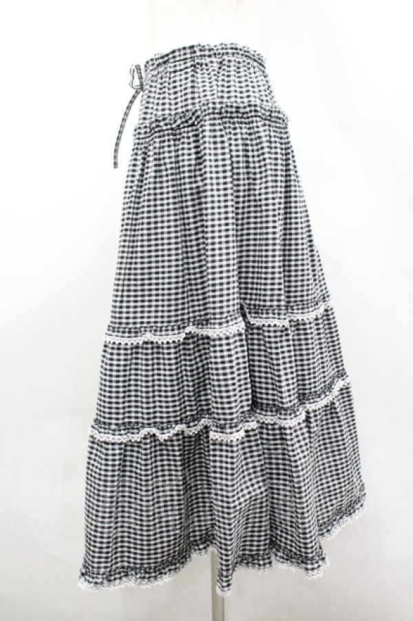 画像2: PINK HOUSE / ドビーギンガムスカート  黒Ｘ白チェック I-26-04-06-089-LO-SK-SA-ZI (2)