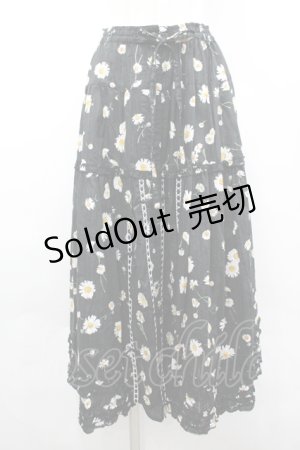 画像: PINK HOUSE / ひなぎくプリントスカート  黒 I-26-04-06-090-LO-SK-SA-ZI