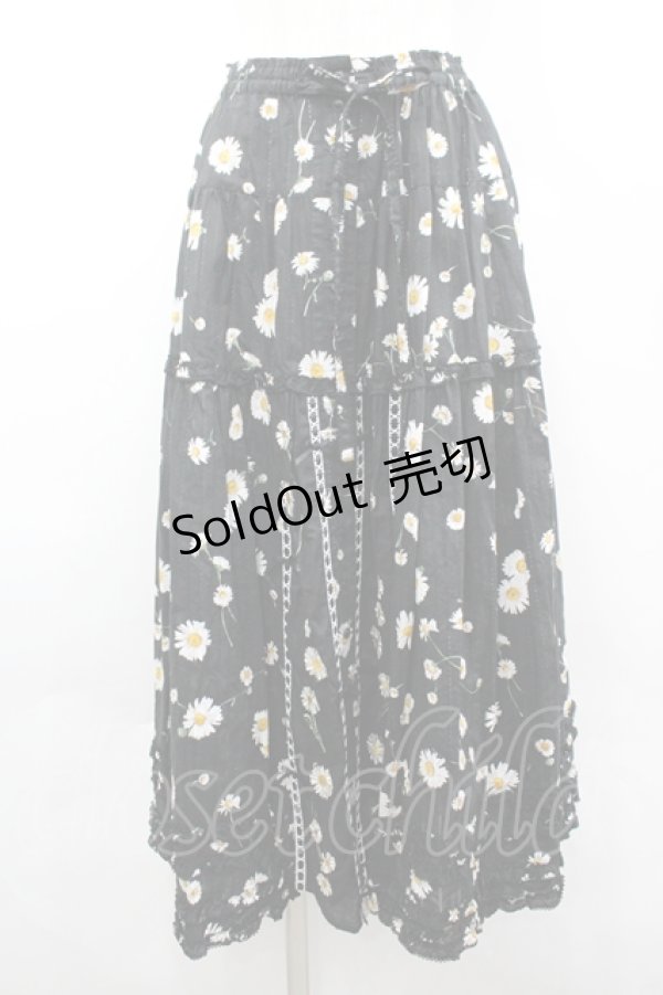 画像1: PINK HOUSE / ひなぎくプリントスカート  黒 I-26-04-06-090-LO-SK-SA-ZI (1)