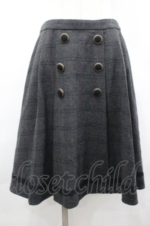 画像: axes femme / チェック柄前釦スカート  黒チェック I-26-04-06-091-AX-SK-SA-ZI