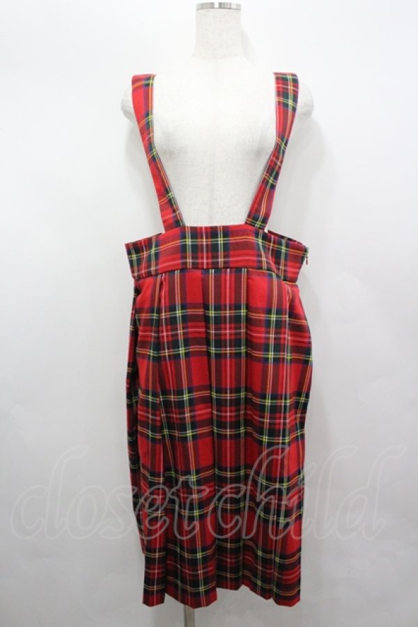 画像1: HEIHEI / タータンチェック吊りスカート  赤チェック I-26-04-06-094-PU-SK-SA-ZI (1)