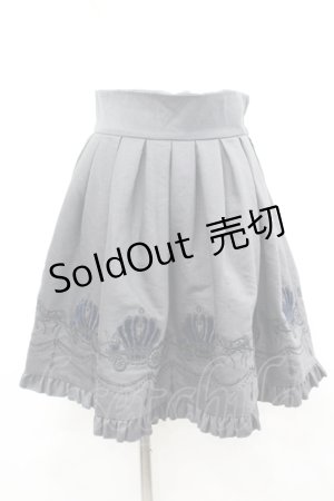 画像: BPN / 馬車刺繍スカート M グレーＸ青Ｘ黒 I-26-04-06-095-GO-SK-SA-ZI
