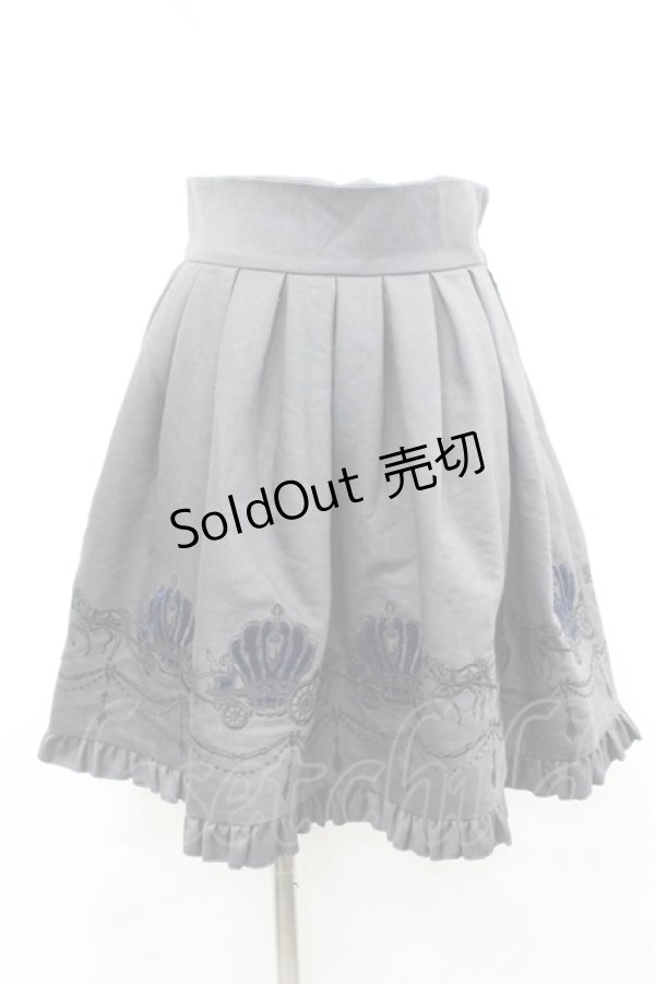 画像1: BPN / 馬車刺繍スカート M グレーＸ青Ｘ黒 I-26-04-06-095-GO-SK-SA-ZI (1)
