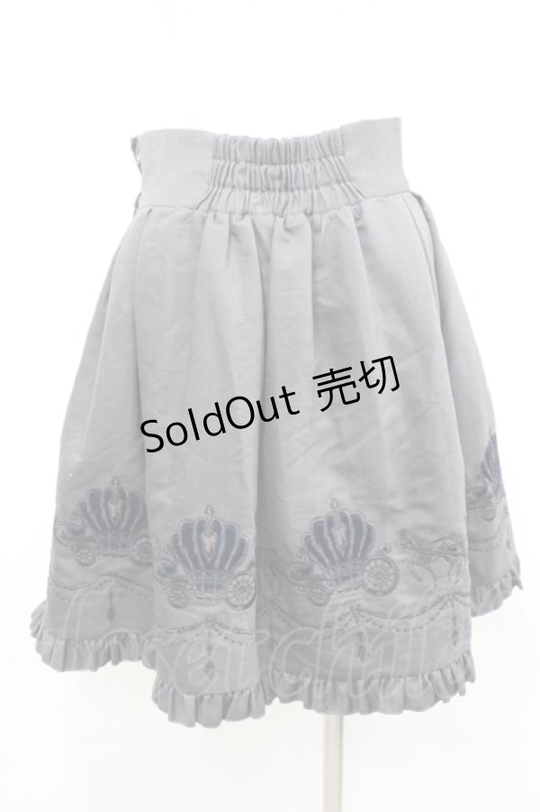画像4: BPN / 馬車刺繍スカート M グレーＸ青Ｘ黒 I-26-04-06-095-GO-SK-SA-ZI (4)