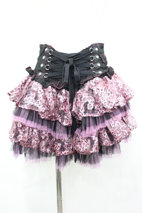 画像1: ALGONQUINS / レオパードptコルセット風スカート  ブラック×ピンク I-26-04-06-096-AL-SK-SA-ZI (1)