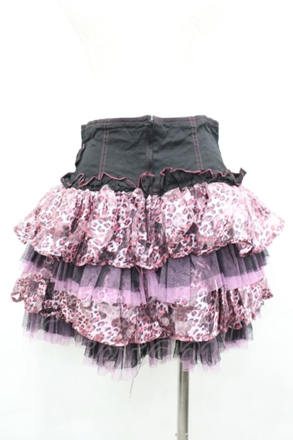 画像3: ALGONQUINS / レオパードptコルセット風スカート  ブラック×ピンク I-26-04-06-096-AL-SK-SA-ZI (3)