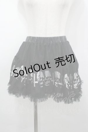 画像: GLAVIL / スカル&逆十字ptミニスカート  ブラック×シルバー I-26-04-06-100-PU-SK-SA-ZI