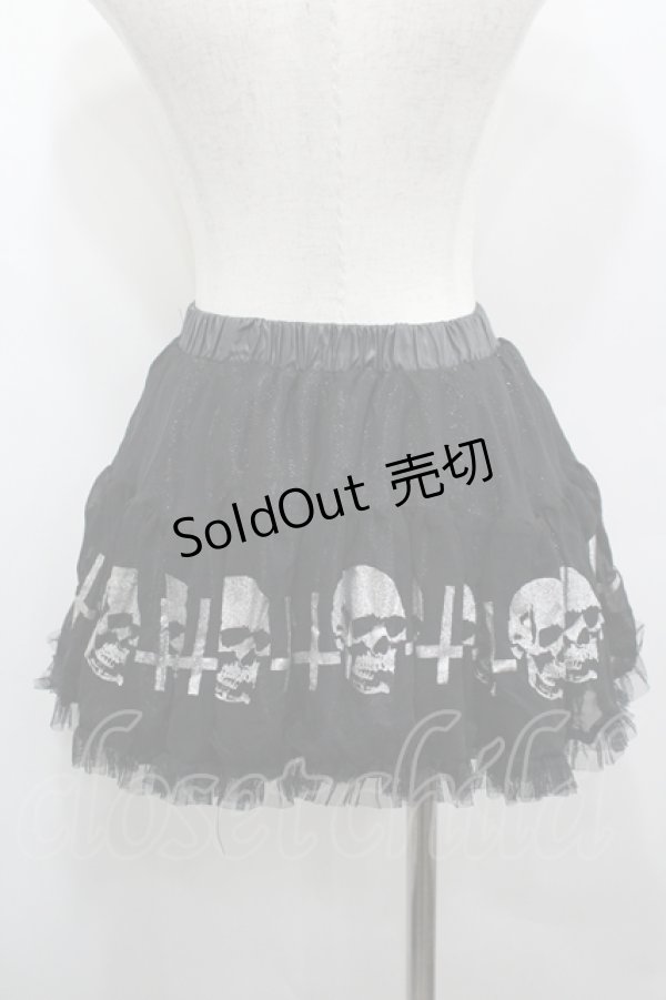 画像4: GLAVIL / スカル&逆十字ptミニスカート  ブラック×シルバー I-26-04-06-100-PU-SK-SA-ZI (4)