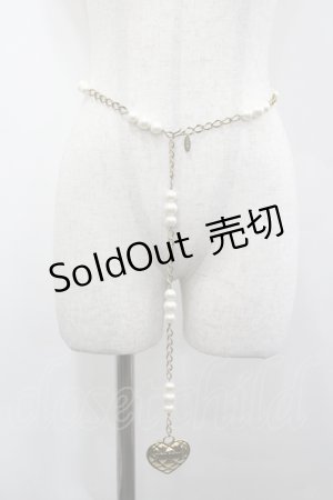 画像: PINK HOUSE / パール&ハートチェーンベルト  ゴールドＸ白 I-26-04-06-109-LO-AC-SA-ZI