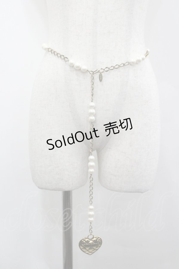 画像1: PINK HOUSE / パール&ハートチェーンベルト  ゴールドＸ白 I-26-04-06-109-LO-AC-SA-ZI (1)