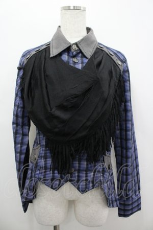 画像: ALGONQUINS / スカーフ重ね風チェックシャツ  ブルー I-26-04-06-012-AL-BL-SA-ZI