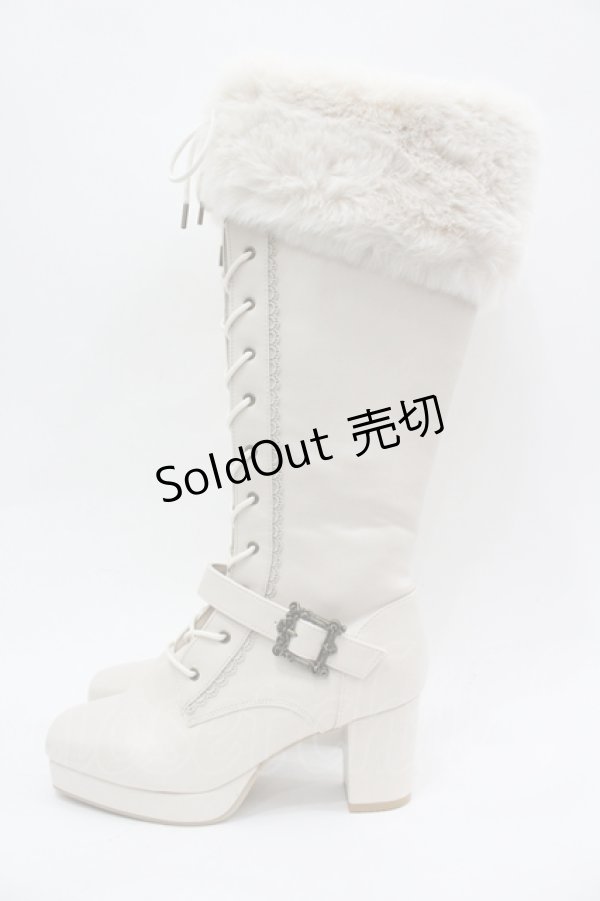 画像1: Kurumi Collaboration / ノエル・ド・メモワール レースアップブーツ LL アイボリー I-26-04-06-122-GO-SH-SA-ZI (1)