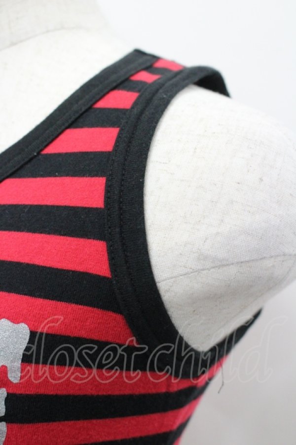 画像2: PEACE NOW / ボーダー&メッセージptタンクトップ M レッド×ブラック I-26-04-06-015-PU-TO-SA-ZI (2)