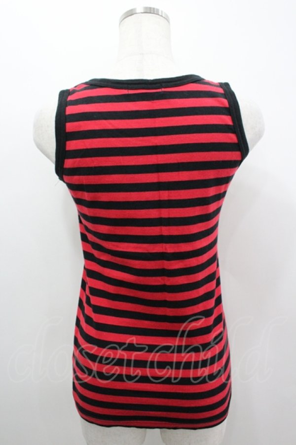 画像3: PEACE NOW / ボーダー&メッセージptタンクトップ M レッド×ブラック I-26-04-06-015-PU-TO-SA-ZI (3)