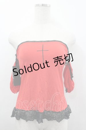 画像: GLAVIL / 袖付きベアトップ  レッド I-26-04-06-016-PU-TO-SA-ZI